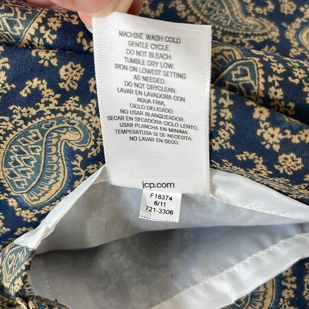 JCP Home Star Valley Queen Bedskirt Paisley Floral Print Navy Blue Gold New - Picture 6 of 8